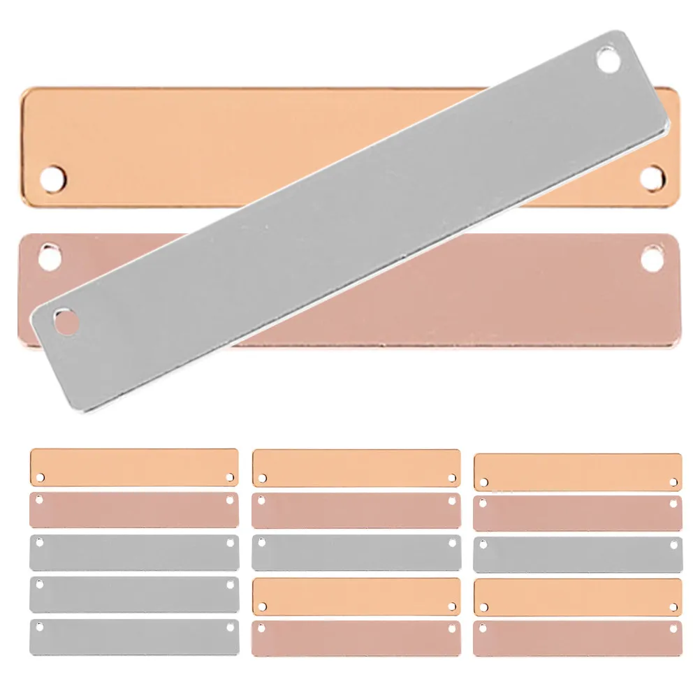 

18pcs Copper Stamping Blanks Rectangular Blank Pendants For Diy Jewelry Making Craft Charms Keychain Hanging Tags Engravable
