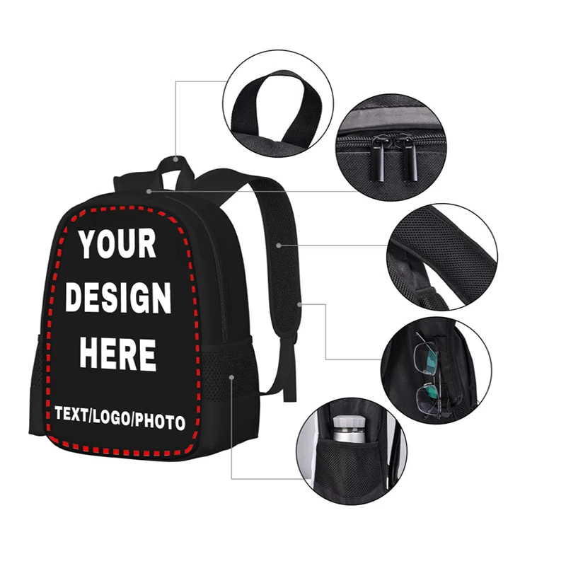 DIY Nylon School Backpack ,Custom Personalized Large Capacity School Bags with Image Logo for 5-9 Years Old