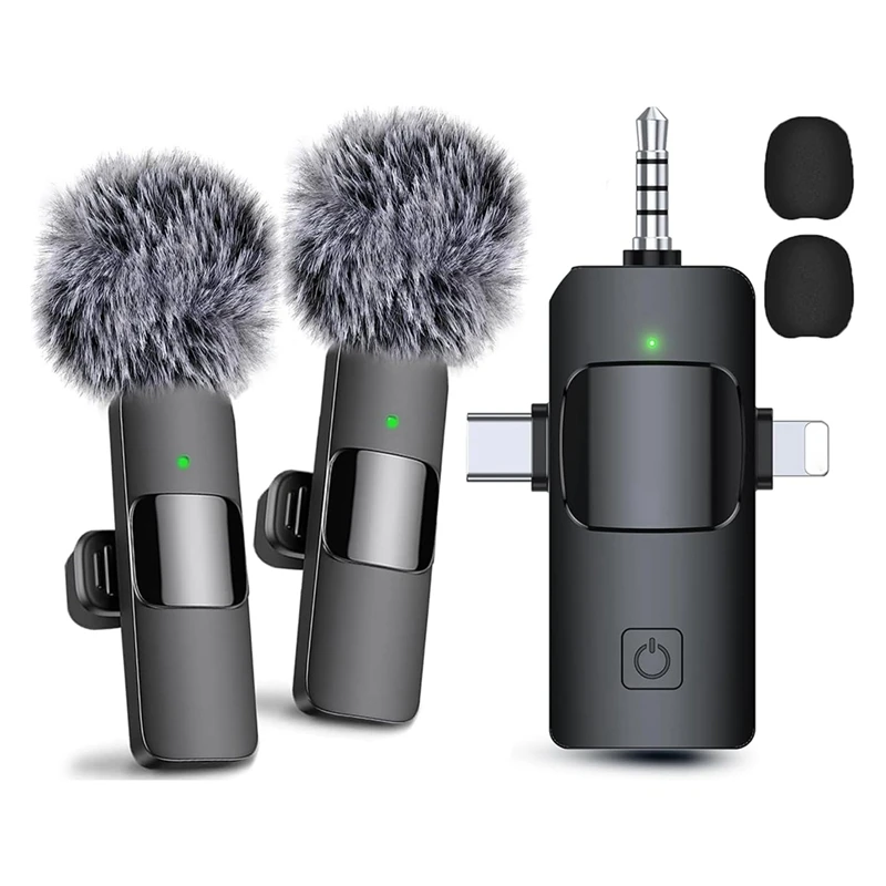 3 In 1 Wireless Lavalier Microphones For Iphone, Android, Camera, USB-C Microphone, Mini Microphone With Noise Reduction Durable