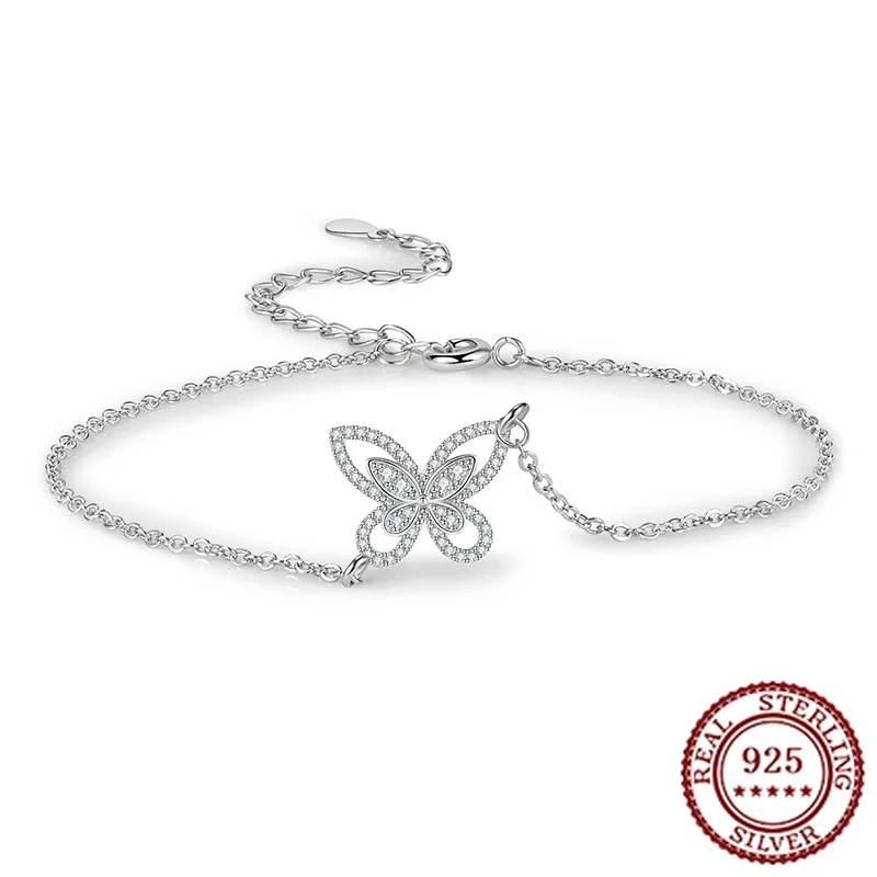 

Новый японский и корейский женский простой и милый студенческий стильный дизайн из стерлингового серебра 925 пробы, индивидуальный браслет-бабочка