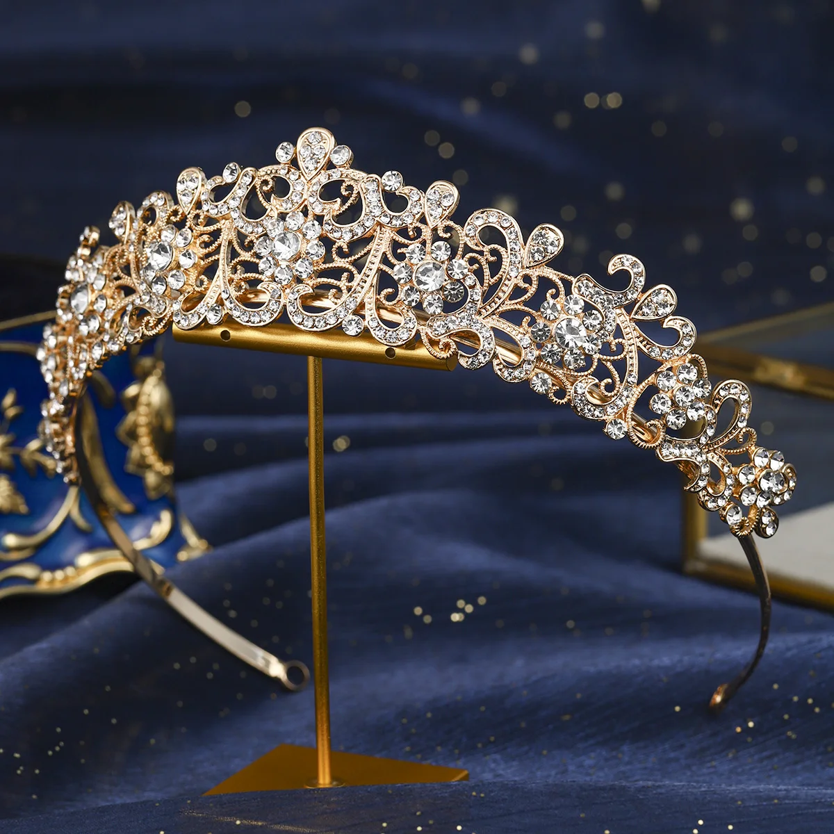 

Baroque round cake crown rhinestone headband wedding hair accessory luxurious vintage bridal crown