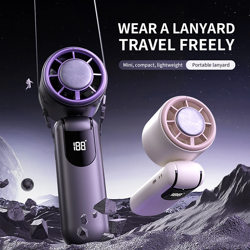 

Портативный ручной складной вентилятор с низким уровнем шума, 100 регулируемых скоростей, цифровой дисплей, беспроводной, перезаряжаемый, для офиса и путешествий