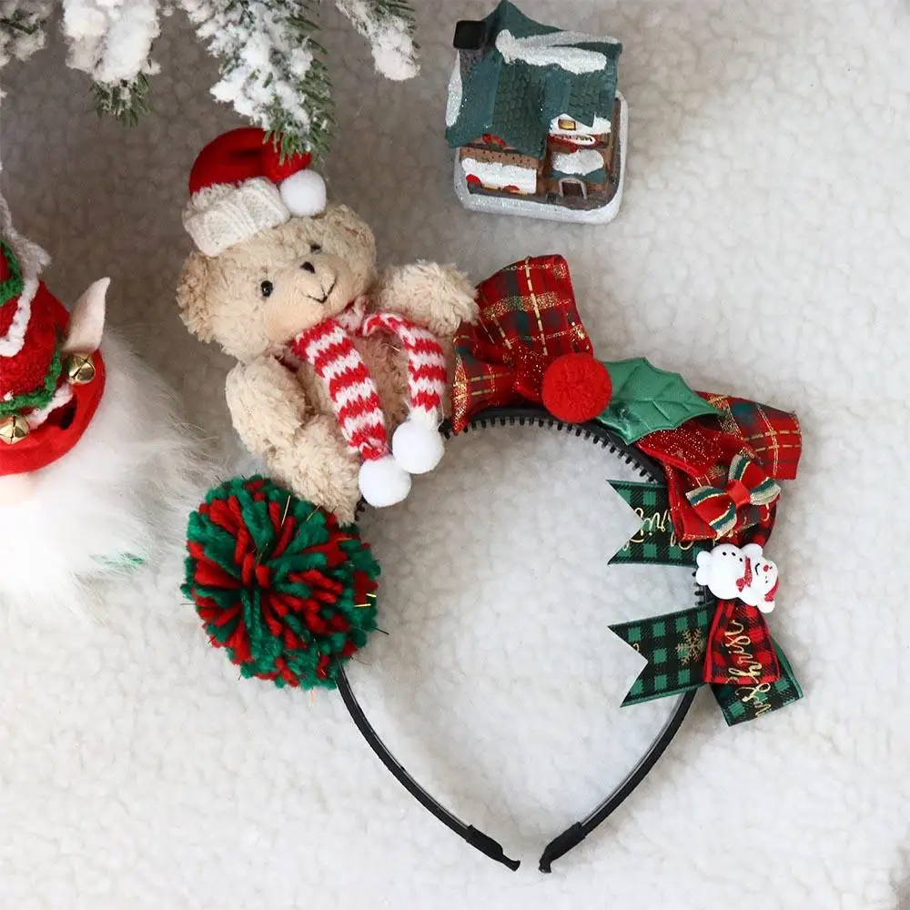 Christmas Decoration Christmas Headband Santa Elk Hair Hoop Antlers Headband Hair Hoop Party Dress Up Plush Bow Hair Band Kid