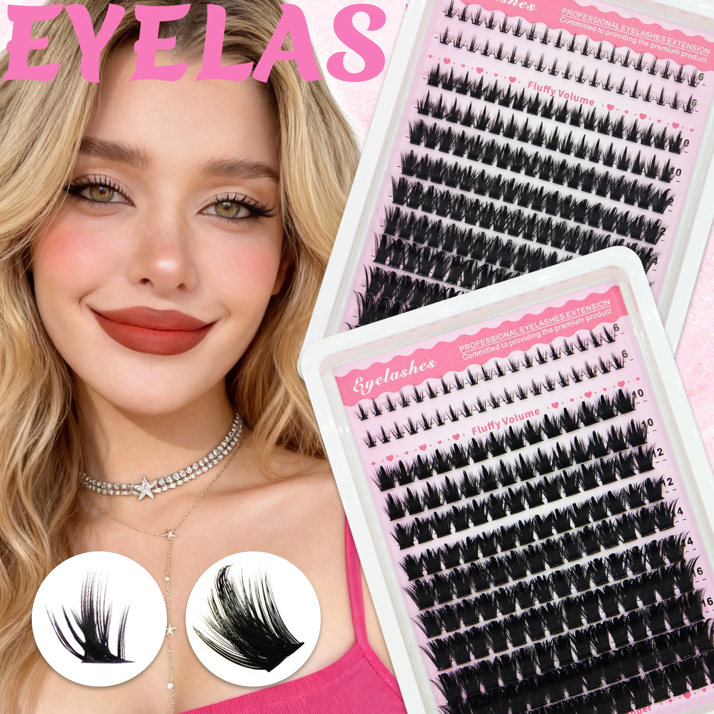 Bottom Lashes + 60D 100D 160D 200D Clustered Fairy Lashes Mixed Pack 14 Rows Large Capacity Must‑Have for Lazy Users 6‑18mm