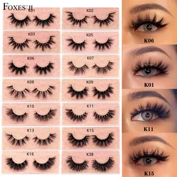 FOXESJI-Mink Cílios Extensão, Fofo, Natural, Macio, Cruz, Cílios Postiços, 3D, Volume, Maquiagem