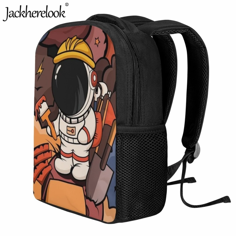 Jackherelook – sac d'école Design dessin animé Spaceman, pour enfants de la maternelle, livres de 12 pouces, nouveau sac à dos de voyage pratique pour enfants