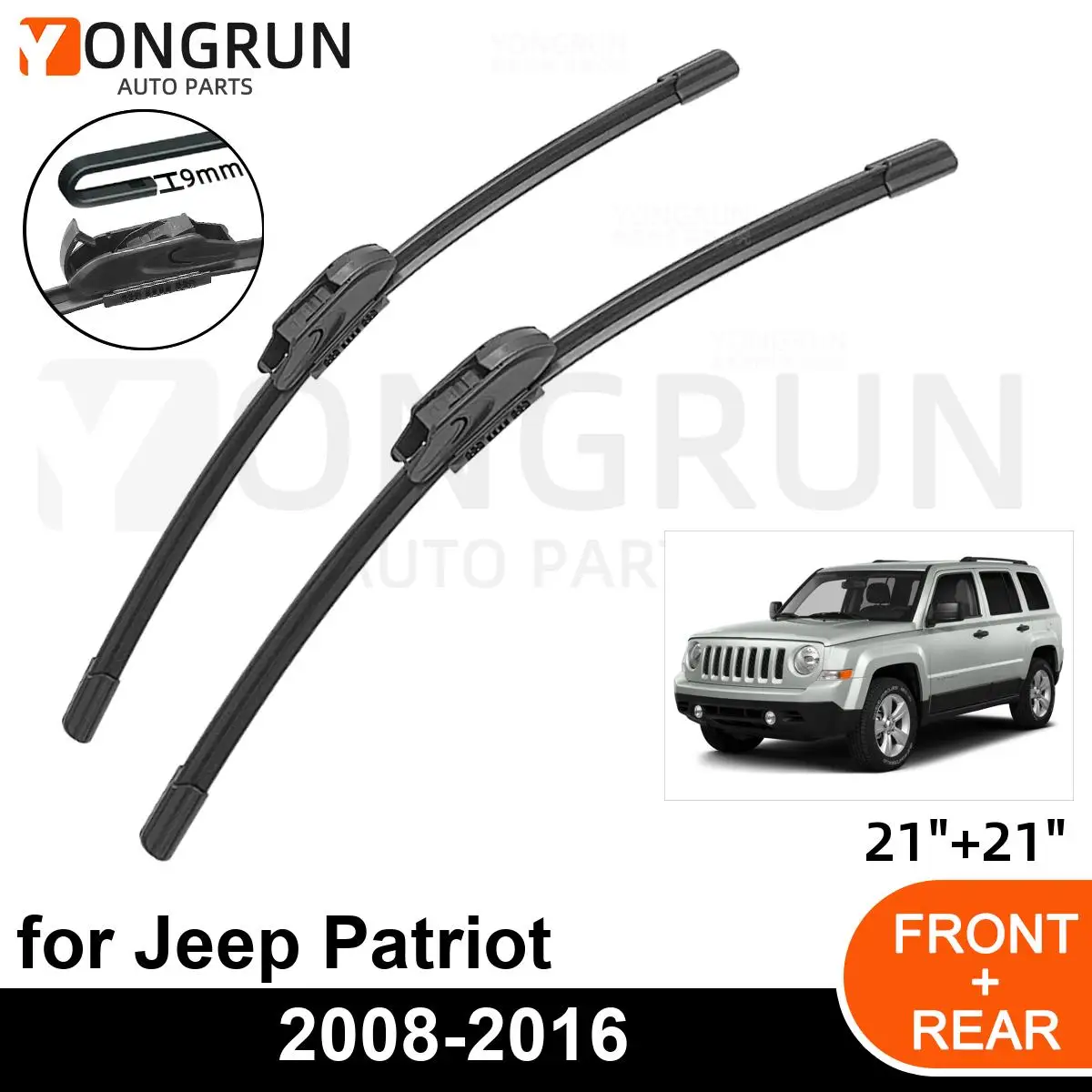 

Стеклоочистители передние Автомобильные для Jeep Patriot 2008-2016, резиновые щетки стеклоочистителя 21 + 21 дюйм, аксессуары для лобового стекла автомобиля