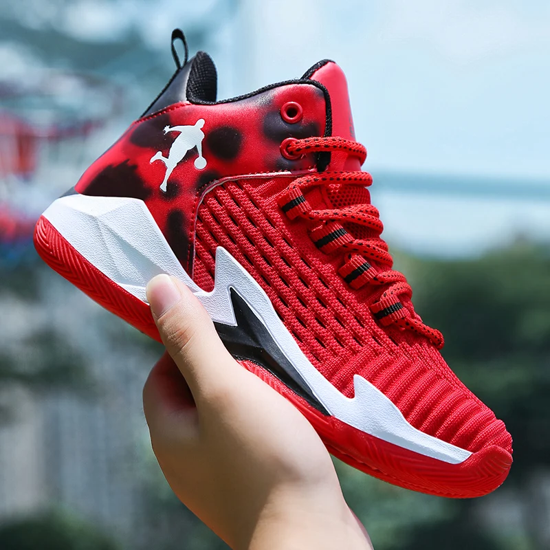 

Детская повседневная обувь высокого качества, сетчатые кроссовки, удобная спортивная обувь для мальчиков, модная амортизирующая нескользящая детская баскетбольная обувь