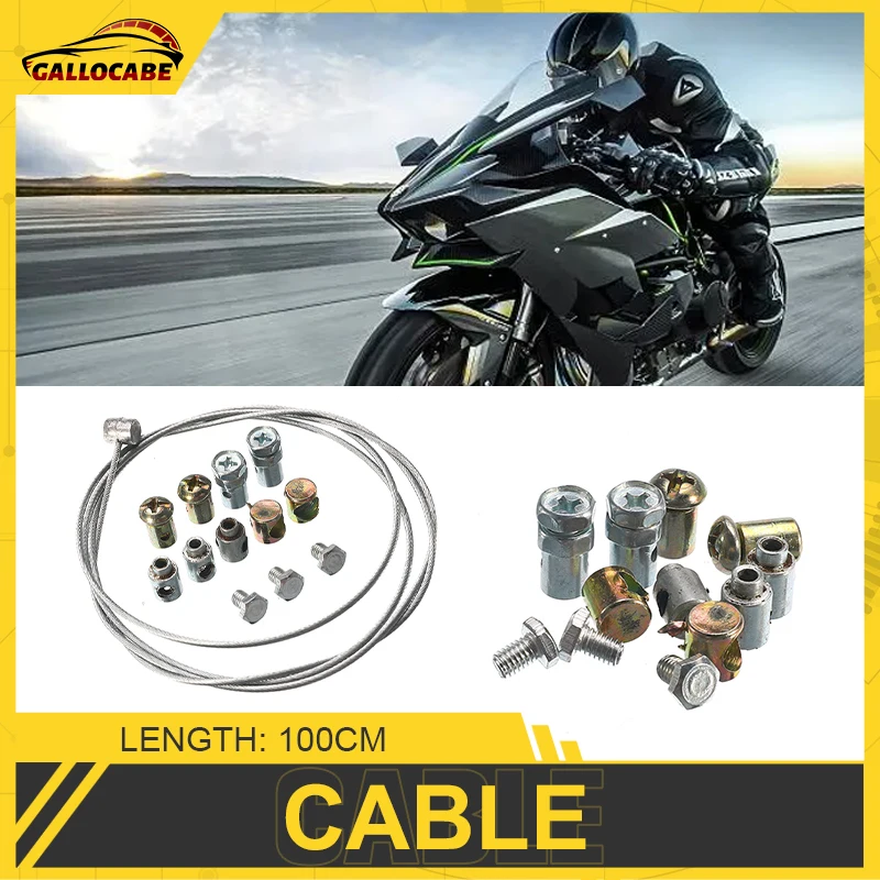 New Motorcycle Emergency Throttle Cable Brake 9 Piece Set 100CM Clutch Cable Repair Kit Accessories For YAMAHA For SUZUKI