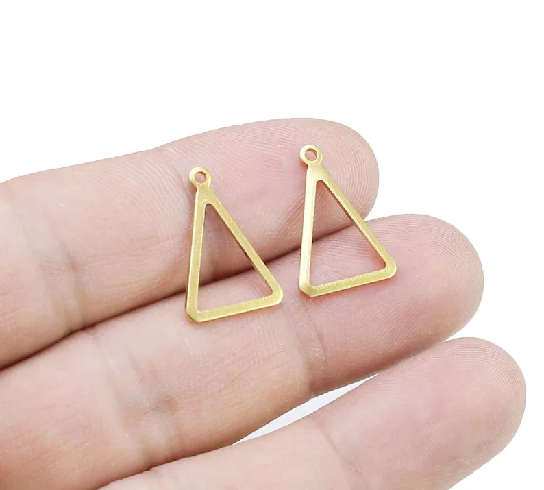 

50pcs Triangle Charm, Brass Charm For Jewelry Making, Earring Connector, Geometric Brass Findings, 18.6x12.5mm R2792