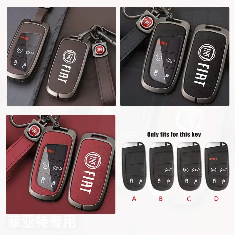 

For Leather Car Remote Key Case Protect Cover Fiat Freemont Toro 500L 500X 2016 2017 2018 Dodge Jeep Chrysler Auto Accessories