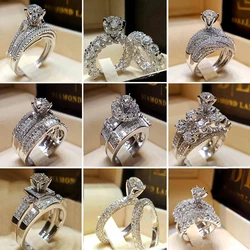 2024 New Luxury Designer Silver Color Wedding Ring Set for Women High Quality Jewelry Free Shippig Items Gift Clearance Sale Z73