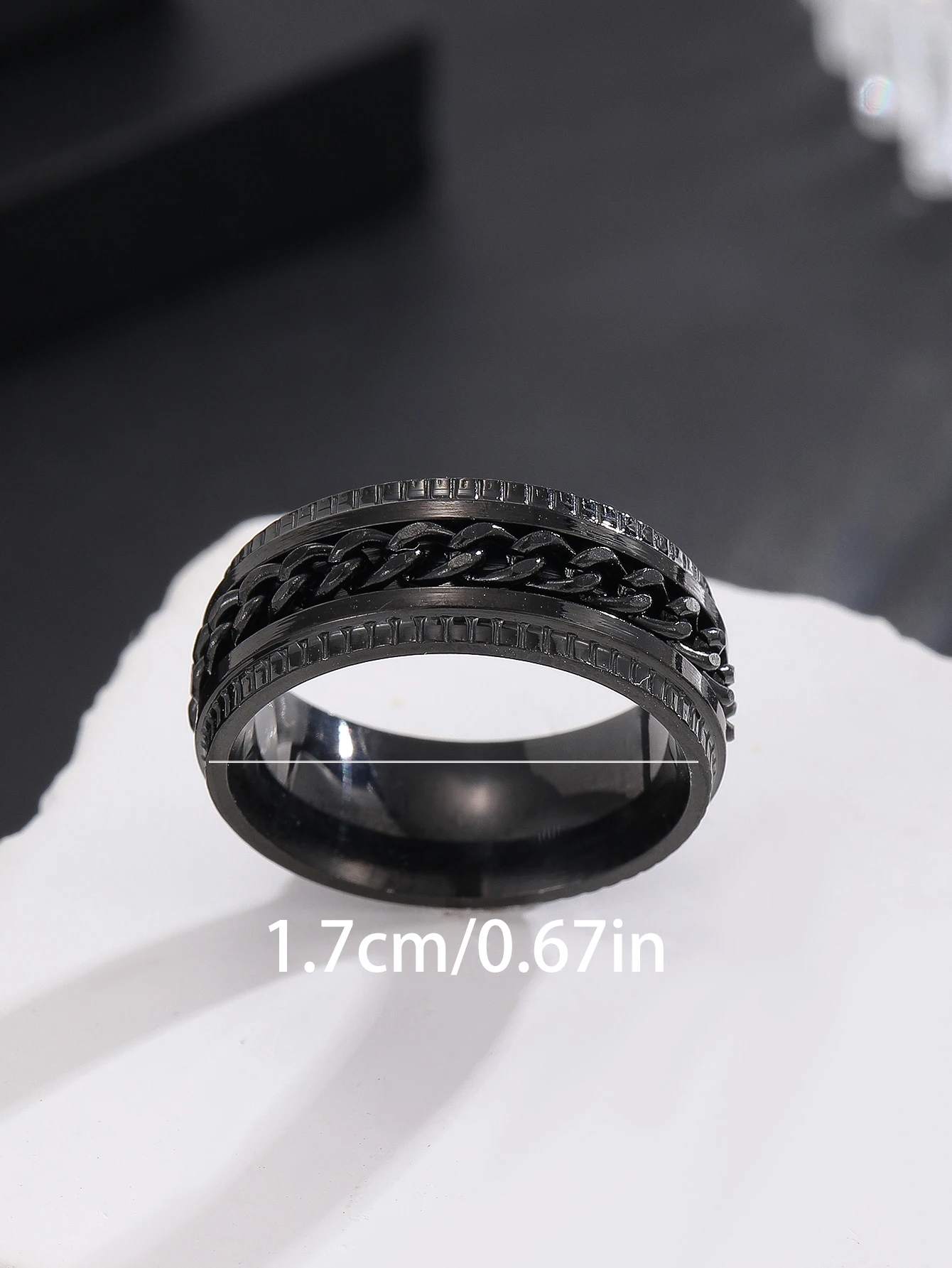 Hip Hop Punk Men Rings Stainless Steel Rotatable High Quality Black Anxiety Fidget Multifunctional Spinner Chain Rings Jewelry