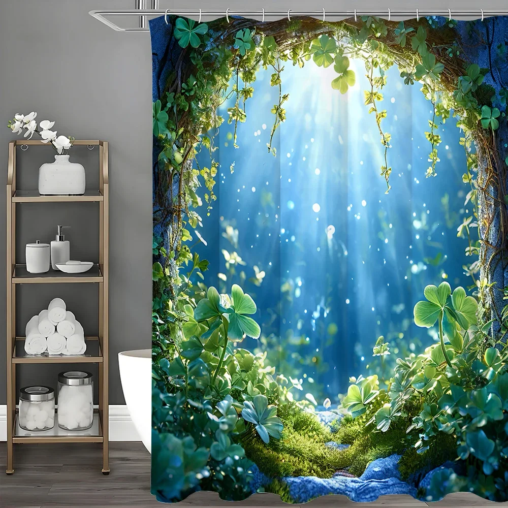 

Занавеска для душа Forest Clover Sunshine, декоративная занавеска для душа в ванной комнате, водонепроницаемая занавеска для душа с крючками