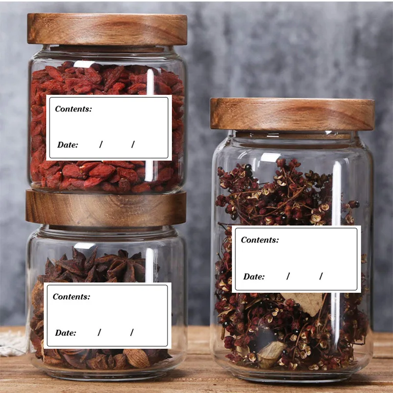 100 fogli/pacco data Sticker Home Storage Jar Label Waterproof Oil Resistant Storage Content Sticker etichette scrivibili