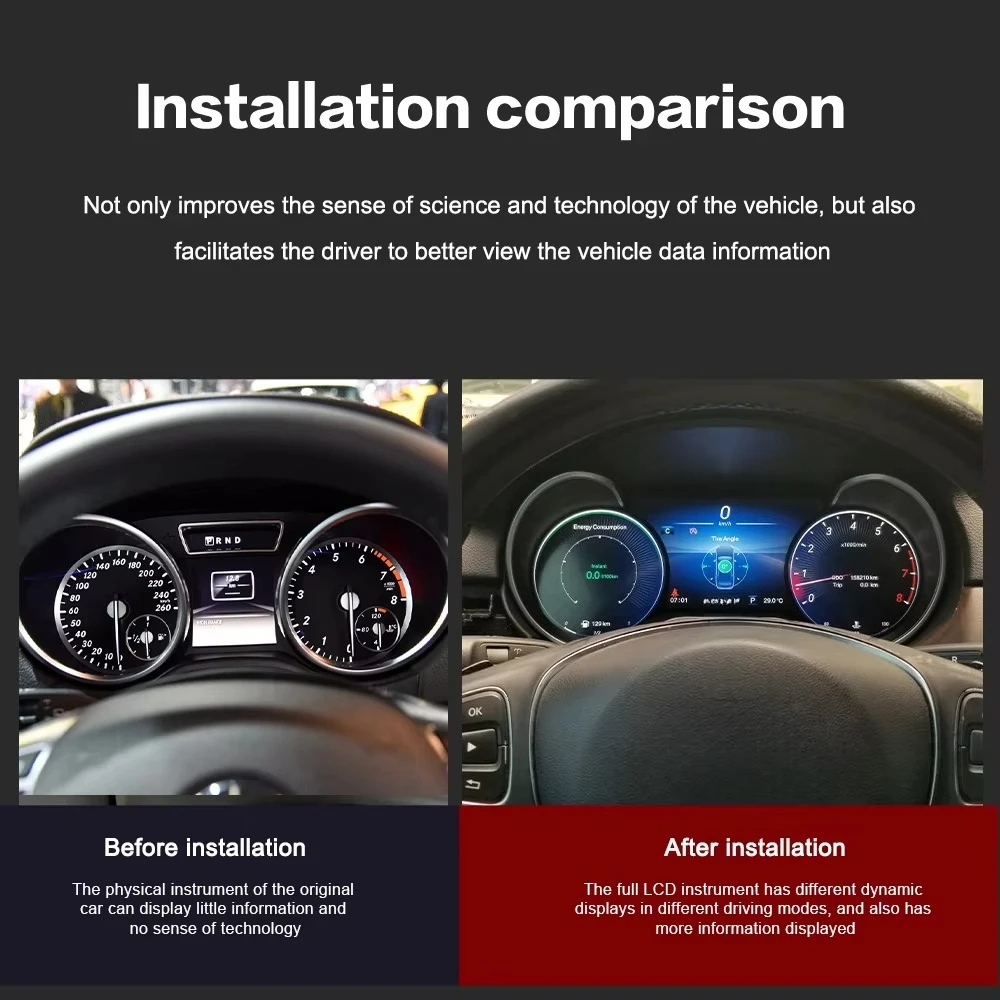 12.3 Inch Digital Cluster Virtual Cockpit for Speed Meter LCD Cluster Instrument Panel Multimedia Player Dashboard