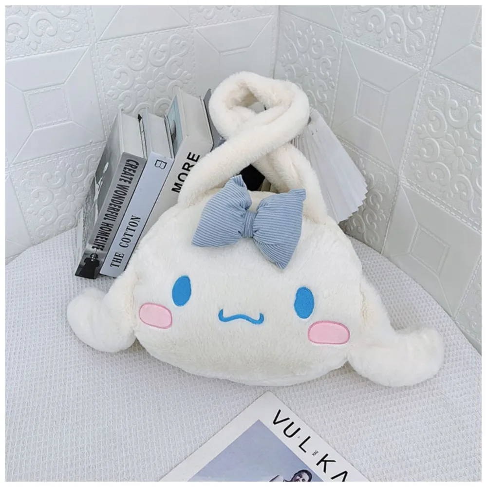 Kawaii Sanrio Cinnamoroll Plush Bag Cute My Melody Kuromi Backpack Shoulder Bag Tote Makeup Plush Large Handbag Girl heart Gift