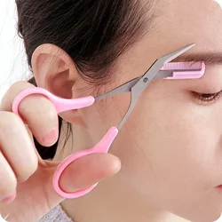 Veilige Wenkbrauw Trimmer Make-up Producten Roestvrijstalen Wenkbrauw Schaar Met Kam Ontharing Scheerapparaat Wenkbrauw Makeup Tools