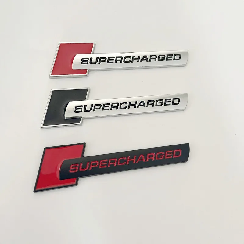 3D Metall Supercharged Emblem Abzeichen Aufkleber Auto Aufkleber Für Audi Q7 S Linie A6 C6 A8 D4 S4 B8 S6 C5 V6 Supercharged Logo Zubehör