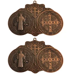 2PCS Saint Benedict Medal Protection Blessing Charm Catholic San Benito Medalla Handmade Jewelry Christmas Halloween Gift Charms
