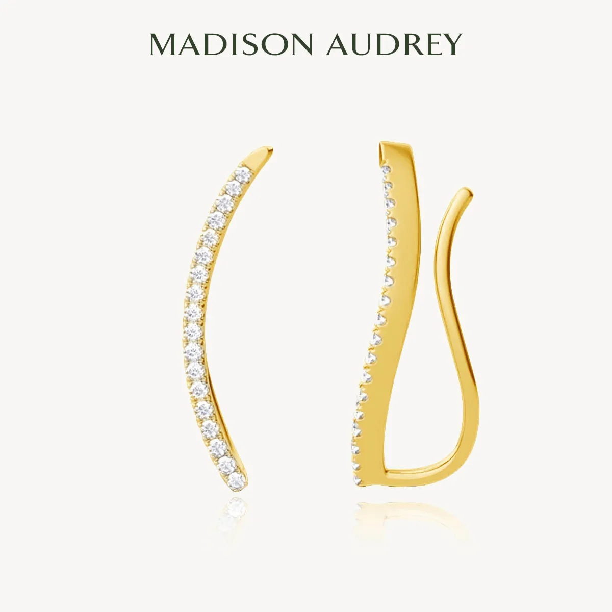 

18K Gold Plated 1.2mm Moissanite Curved Inlaid Earrings Minimalist Chic C-Shape Ear Cuff 925 Silver for Women Fine Jewelry