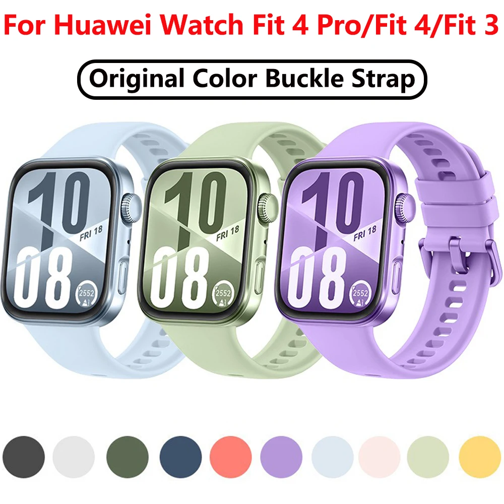 

Silicone Strap for Huawei Watch Fit 4 Pro/4 3 Original Bracelet Color buckle Wristband for Huawei Watch Fit 3 4 Replaceable Belt