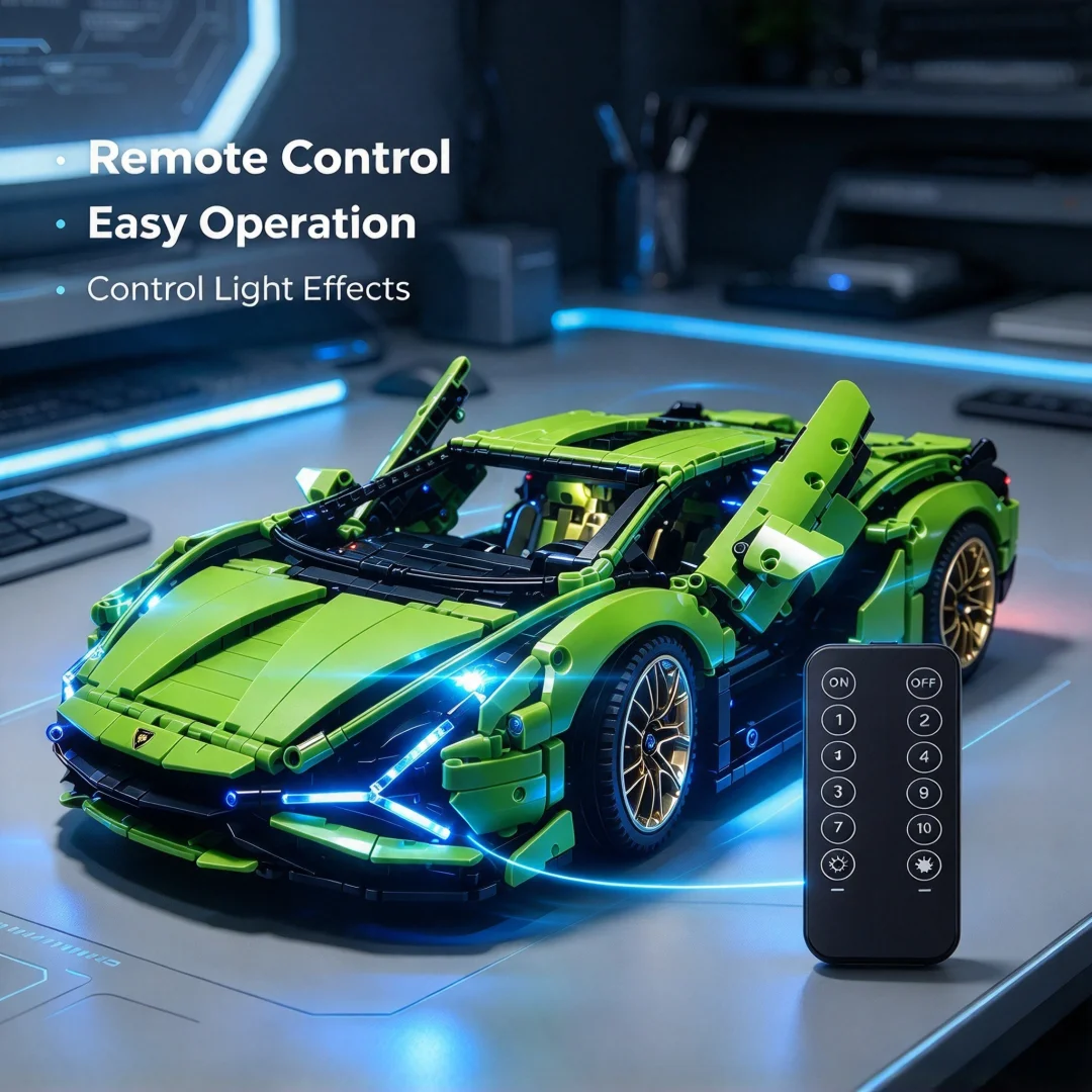 Building Block Lighting Fixtures,Compatible With MOC42115 Luxury Car Racing Car Remote-Controlled LED Lighting Fixtures