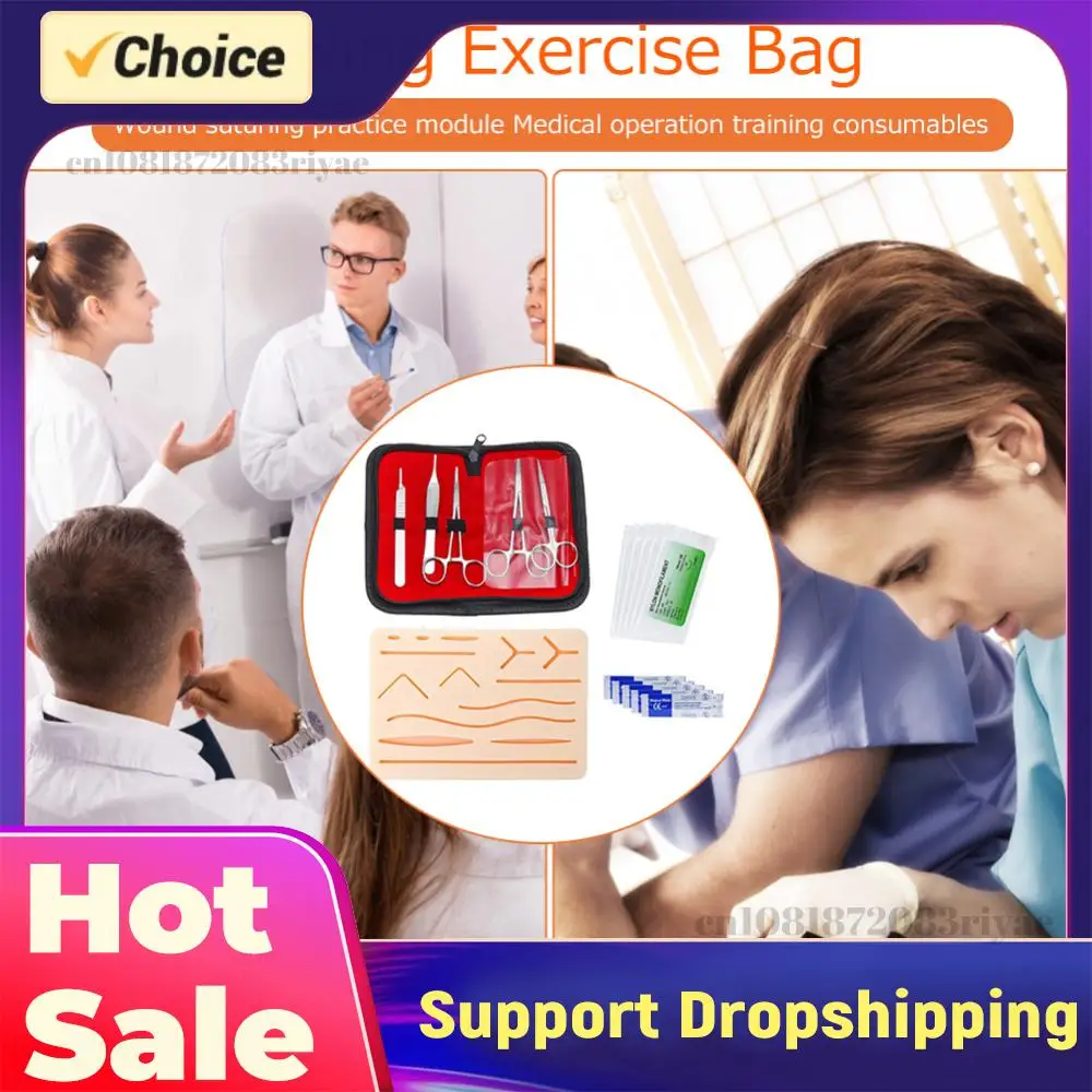 

Многоразовый силиконовый тренажер для наложения хирургических швов: модуль для обучения наложению швов на кожу, имитирующий травматические раны человека, тренировочный набор