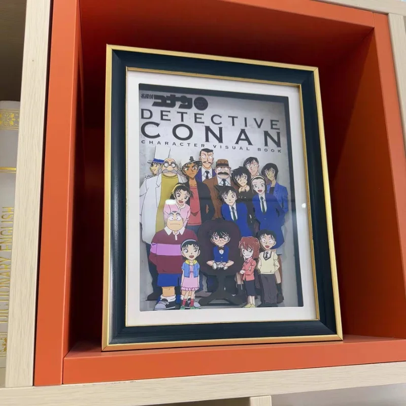 Anime Detective Conan Family Portrait 3D Art Painting Detective Boy Cartoon Figure Collect Picture Handmade Desktop Decor Gifts
