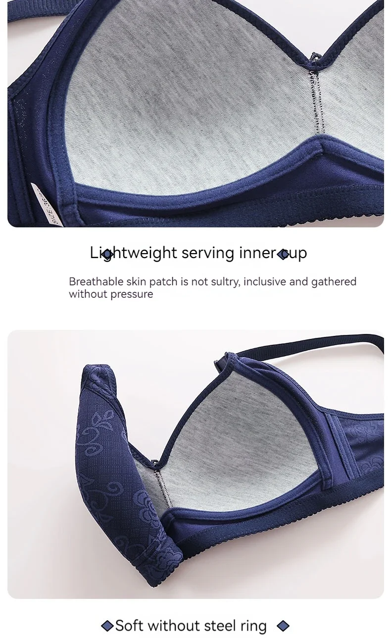 Ladies Ultra-thin Without Steel Ring Fashionable Printing Adjustable Underwear Seamless Breathable Gathering Anti Sagging Bra