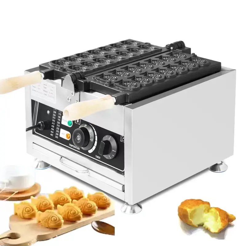 Elektryczna 14-częściowa komercyjna mini gofrownica w kształcie ryby Mała patelnia Taiyaki Maszyna do ciasta Taiyaki Maszyna do robienia patelni 110V