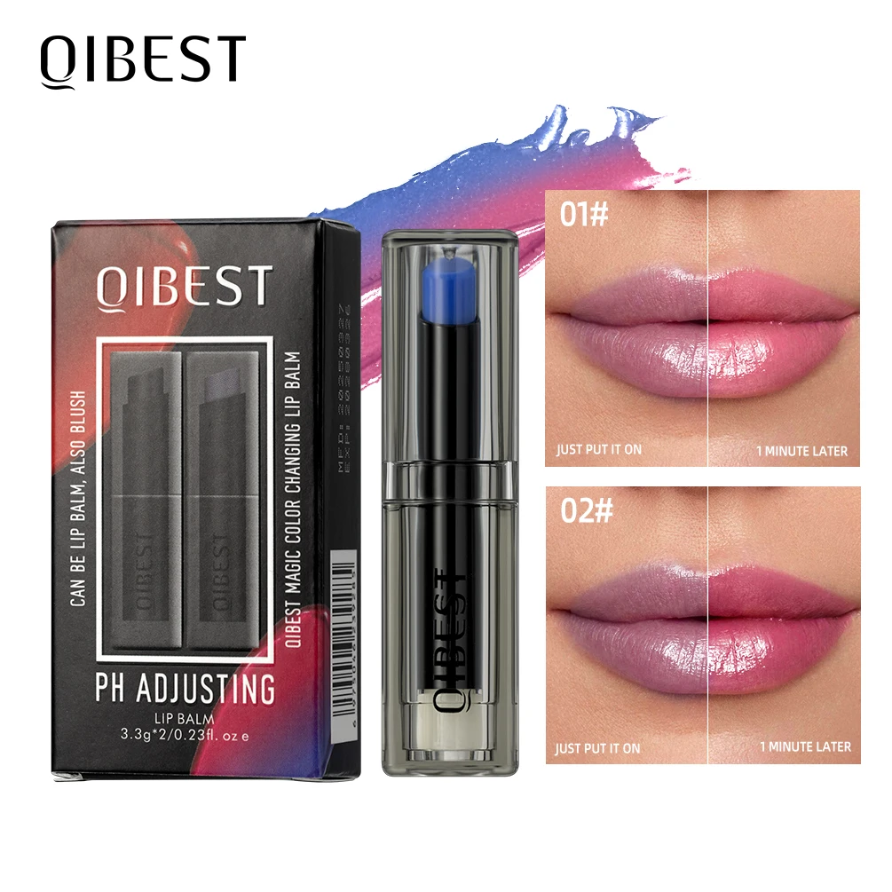 

QIBEST 2 Pcs Color Changing Lipstick Moisturizing Long Lasting PH Change Color Lip Balm Nourish Lip Stain Face Blush Makeup Sets