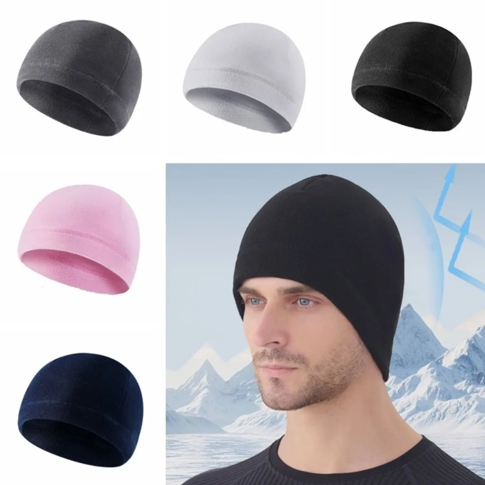 

Polar Fleece Winter Running Hats Warmer Solid Color Running Winter Sport Cap Windproof Breathable Outdoor Warm Hat Running
