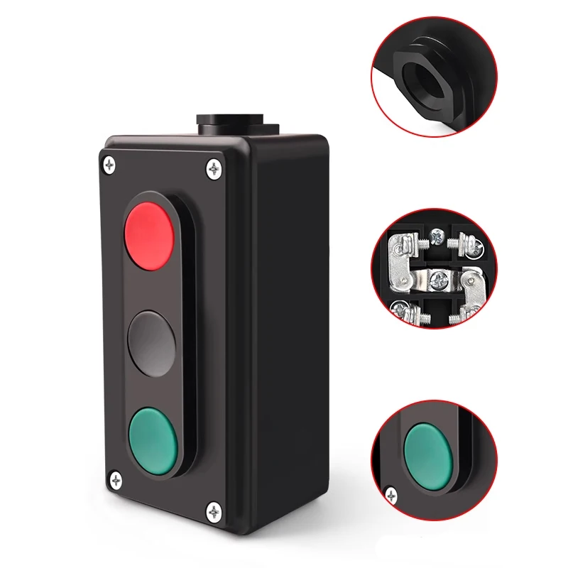 LA4-2H LA4-3H Button Switch Power Supply Start Stop Self Reset Control Double Button Switch Box 5A 380V