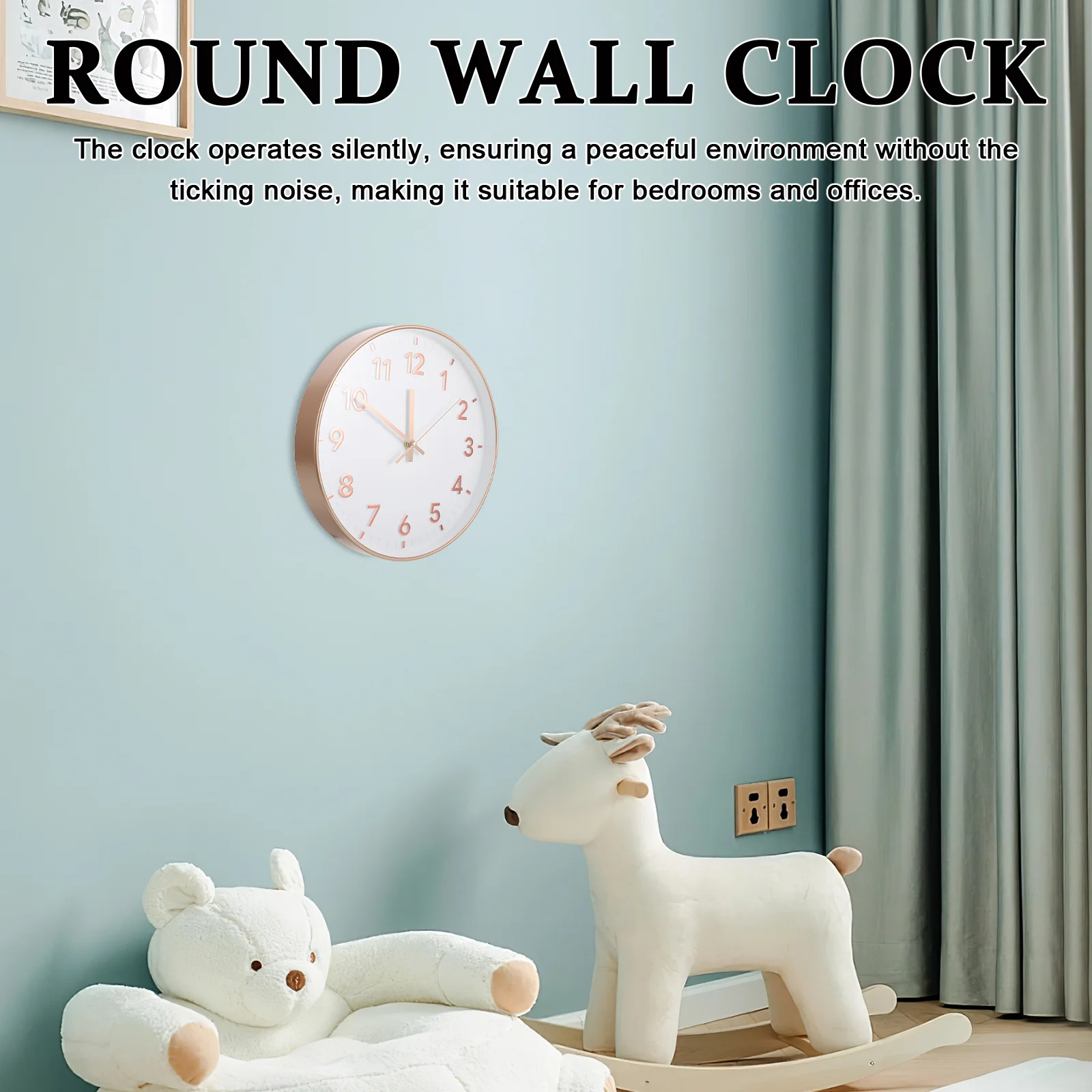Modern 12-Inch Round Wall Clock Silent Minimalist Design Noiseless Operation for Living Room Bedroom Kitchen Office Decor