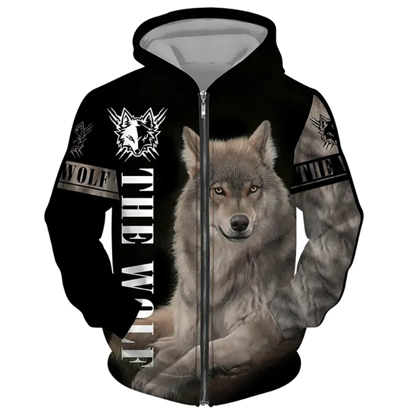 Animal Wolf 3D Print Hoodies Men Women Casual Fashion Streetwear Oversized Sweatshirts Zipper Hoodie Male Tracksuit Man Clothing