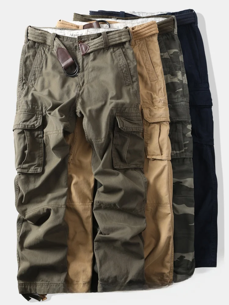

Heavyweight Workwear Pants Men's Long Trousers Multi-ket Camouflage Loose Fit Casual Outdoor Large Size Thiened