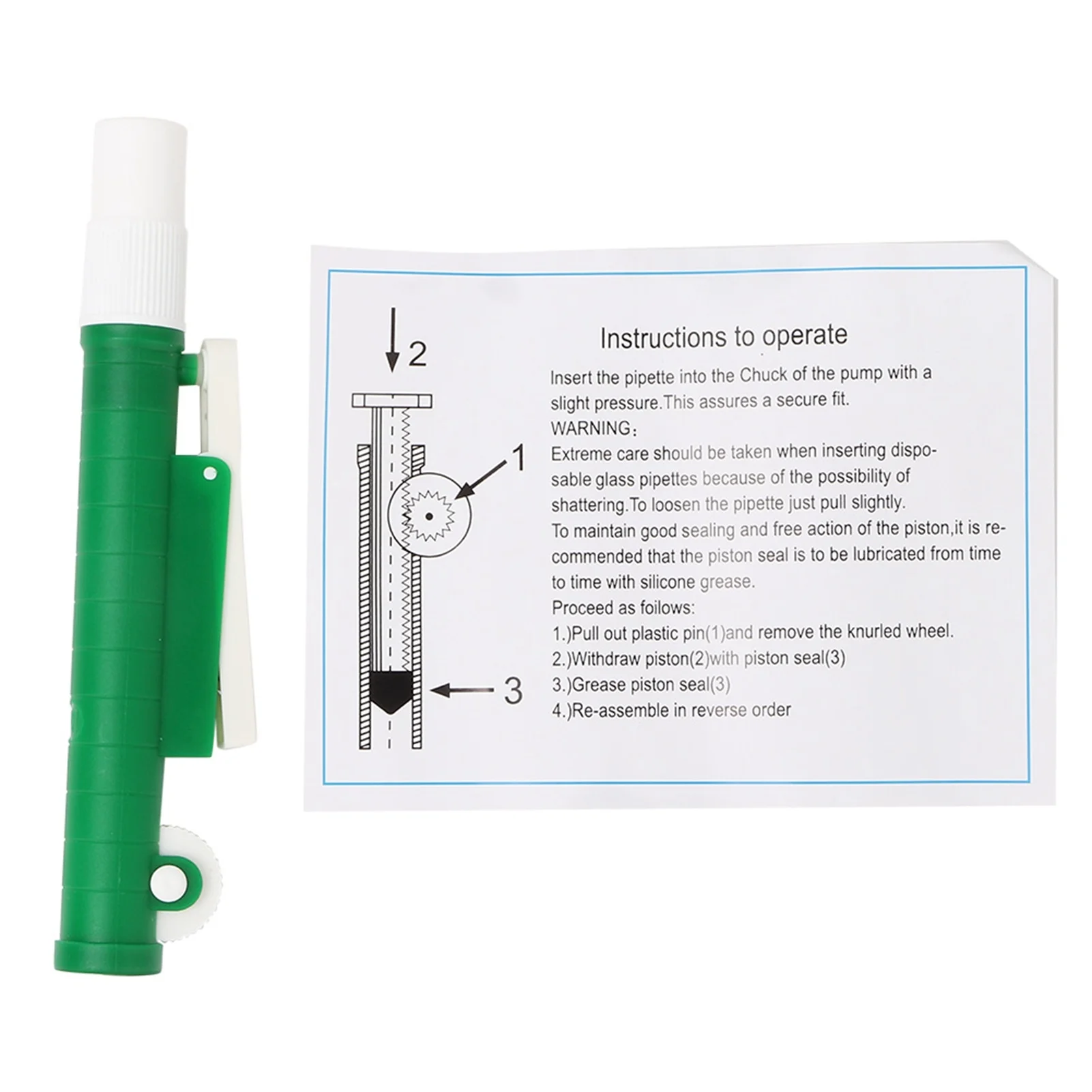 Pipette Pump Filler for Disposable Plastic and Glass Pipettes 10 ml Green