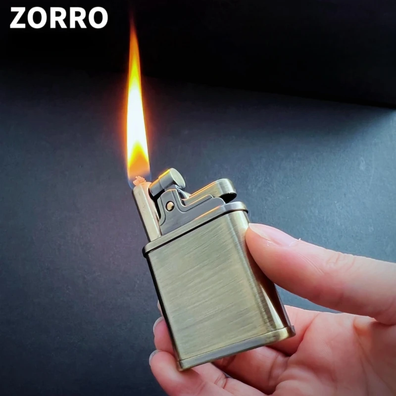 ZORRO Pure Copper Kerosene Lighter Creative Elevating Fire Mouth Press One Button to Ignite Pipe Lighters Smoking Gifts For Men