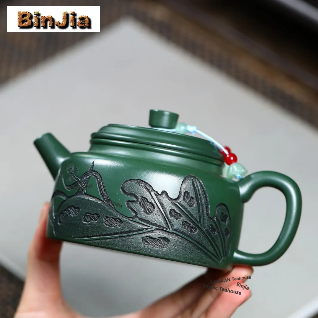 

260ml Traditional Yixing Purple Clay Teapots Master Handmade De Zhong Pot Raw Ore Green Mud Kettle Zisha Tea Set Collection Gift
