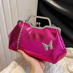 Borsa piccola portatile a catena per donna 2024 borsa a conchiglia rosa caldo di nuova moda borsa a tracolla diagonale a spalla singola con struttura Versatile