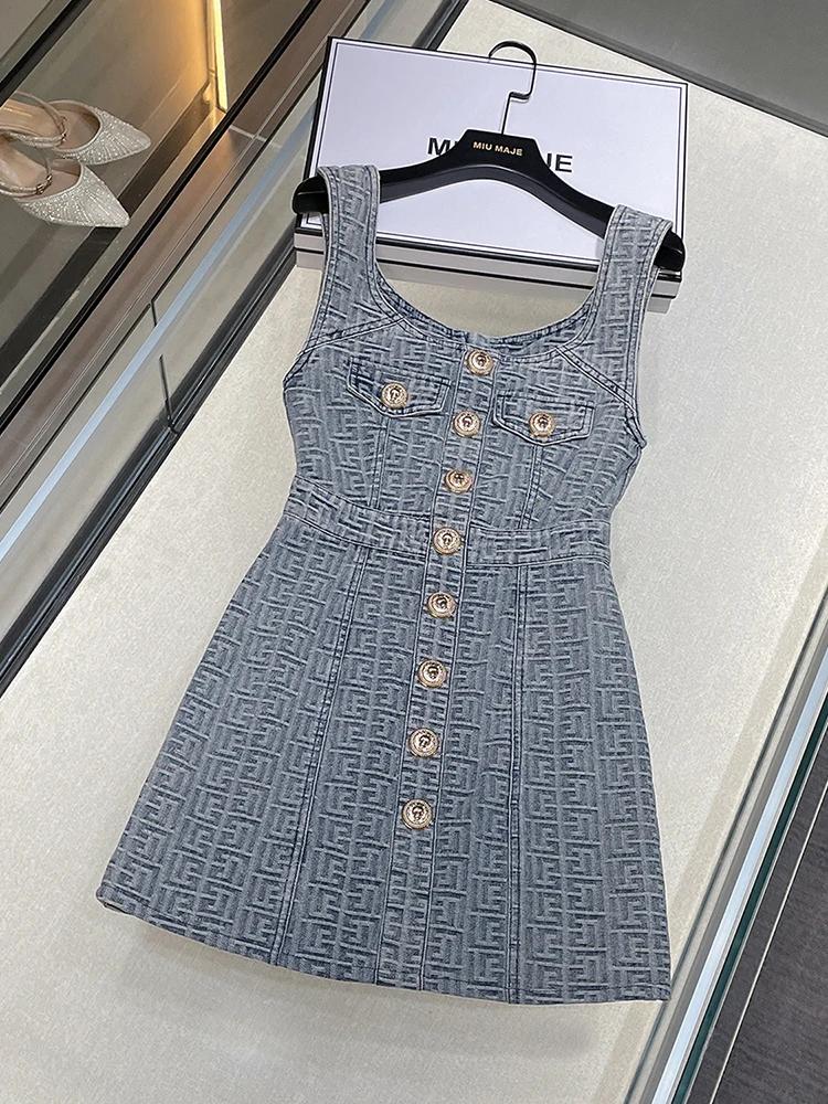 

High-End Women's Denim ter Dr South Oil Embroidered Pattern High Waist A-Line Skirt Sle Spring Summer Autumn