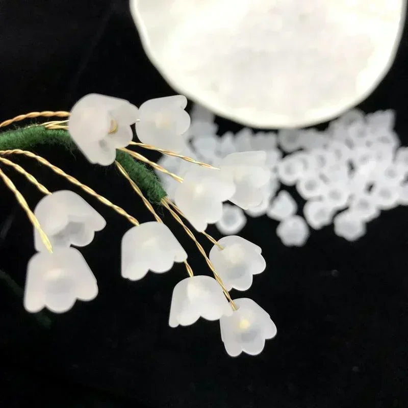 50/100/200pcs Transparent Acrylic Beads Tulip Flower Lily of The Valley for Jewelry Making DIY Bracelet Necklace Crafts Material