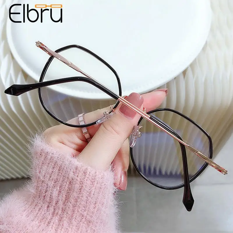 

Elbru Fashion Metal Anti-blue light Reading Glasses Women's High Definition Presbyopic Optical Eyeglasses Unisex Eyewear+1.0+4.0