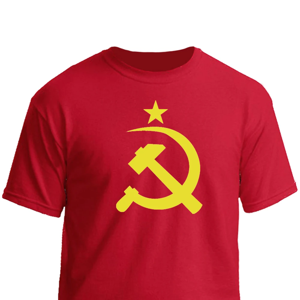 T Shirt Man Soviet Hammer and Sickle Summer Casual Printing Short Comfortable O-neck Russia