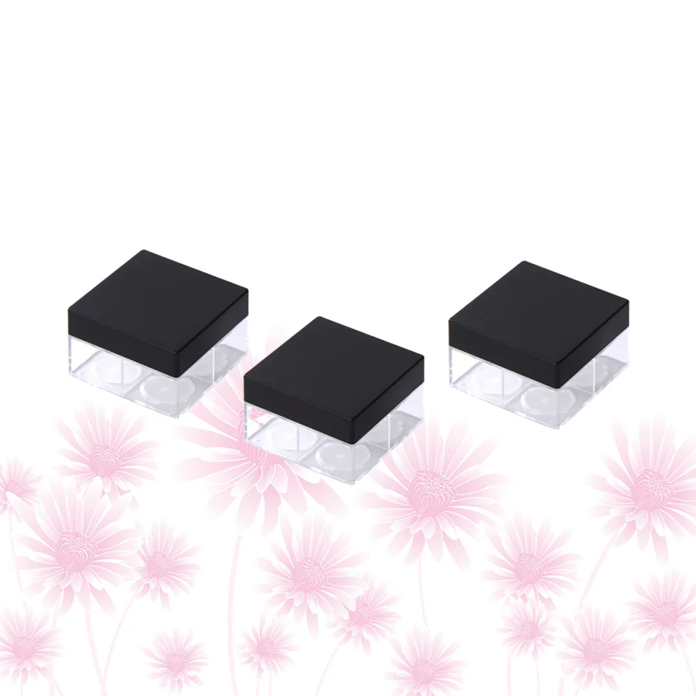 3 قطعة صندوق بودرة سائبة بأربعة شبكات، حاوية مكياج محمولة، حقيبة تخزين مستحضرات التجميل للسفر، تصميم مانع للتسرب، صندوق بودرة فضفاض