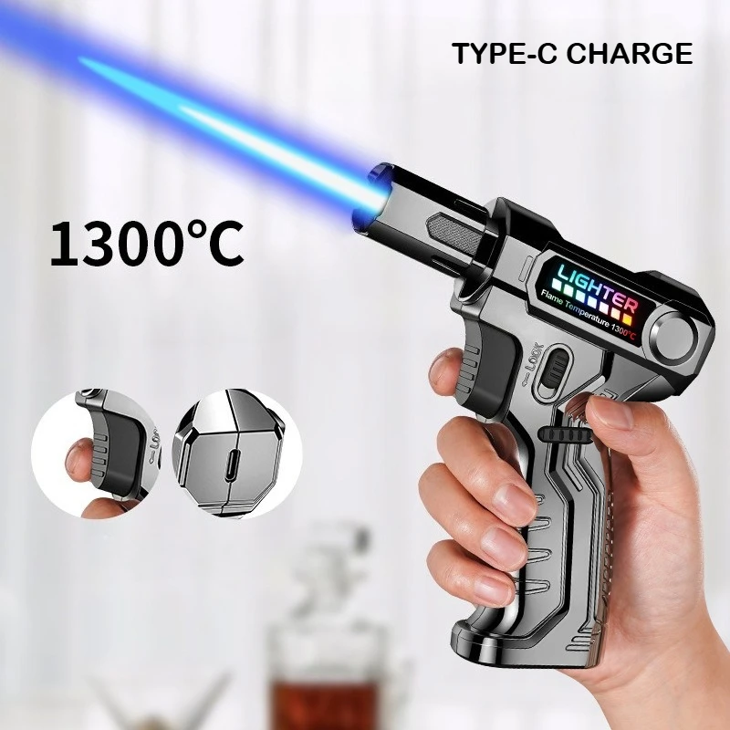 

Outdoor High Power Arc Ignition Torch Lighter Portable Windproof Jet Flame Inflatable Moxibustion Butane Cigar Barbecue Lighter