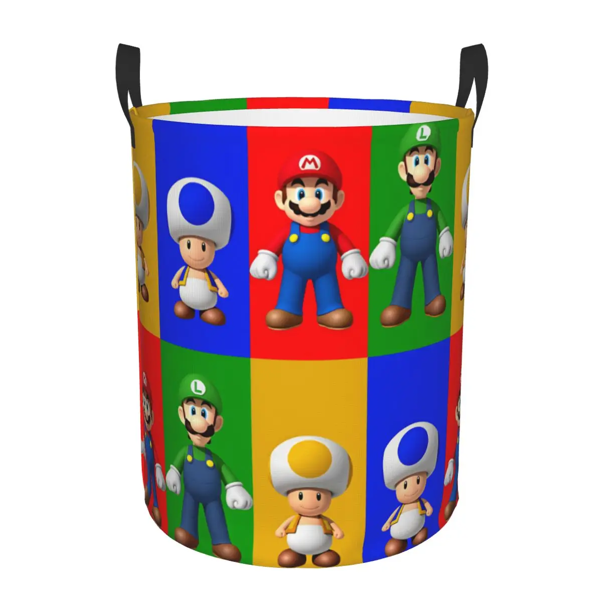 Cesto de Ropa Plegable Amarillo Mario Luigi y Toad Azul, Contenedor de Almacenamiento para Baño