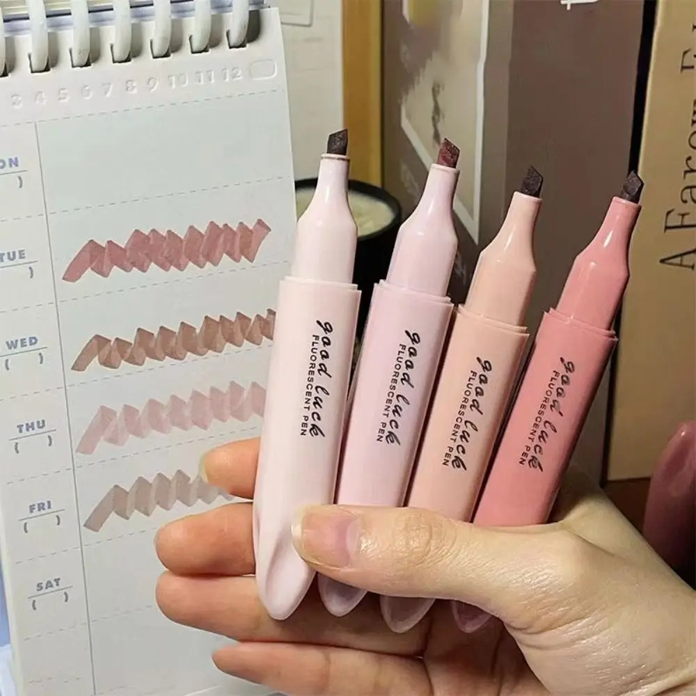 

4Colors/Set Morandi Color Morandi Highlighters Double Head Key Points Markers Fluorescent Pen Draw Doodle Pens Students Gift