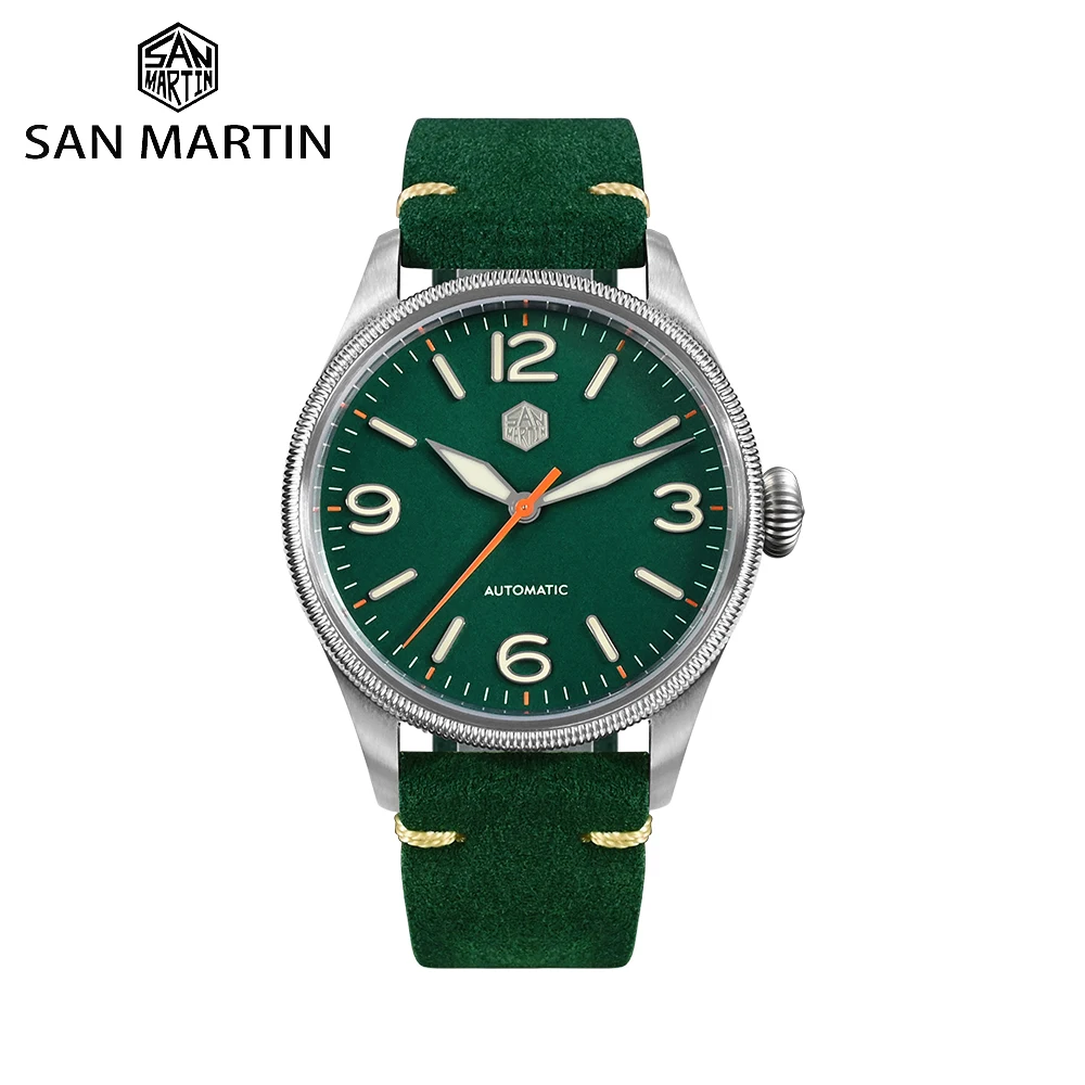 

San Martin 38.5mm Simple Pilot Vintage Style Original Design NH35 Automatic Mechanical Watches for men Sapphire 10Bar SN0033